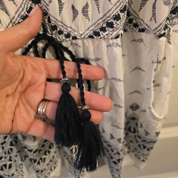 LASCANA FOR VENUS WOMENS CASUAL ROMPER SHORTS Small S Navy White Herringbone - Picture 8 of 13